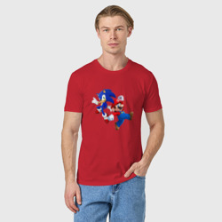 Мужская футболка хлопок Sonic and Mario - фото 2