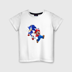 Sonic and Mario – Детская футболка хлопок с принтом купить со скидкой в -20%
