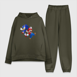 Женский костюм хлопок Oversize Sonic and Mario