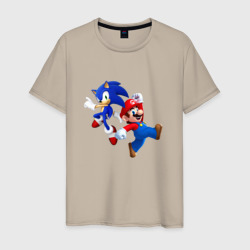Мужская футболка хлопок Sonic and Mario