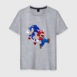 Мужская футболка хлопок Sonic and Mario