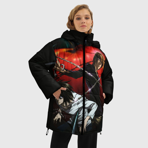 Женская зимняя куртка Oversize Тетрадь смерти, цвет красный - фото 3