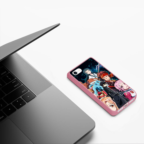 Чехол для iPhone 5/5S матовый Sword Art Online, цвет малиновый - фото 5