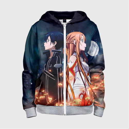 Детская толстовка 3D на молнии Sword Art Online, цвет меланж