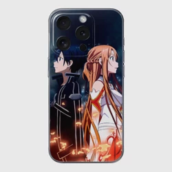 Чехол для iPhone 15 Pro силиконовый с защитой камеры Sword Art Online