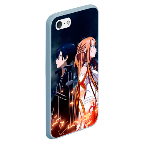 Чехол для iPhone 5/5S матовый Sword Art Online, цвет голубой - фото 3