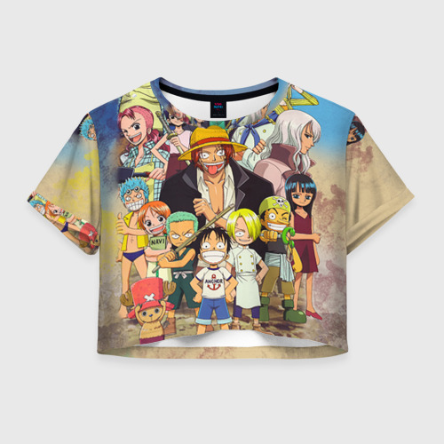 Женская футболка Crop-top 3D One Piece персонажи, цвет 3D печать