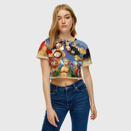 Женская футболка Crop-top 3D Взгляд сверху One Piece, цвет 3D печать - фото 3