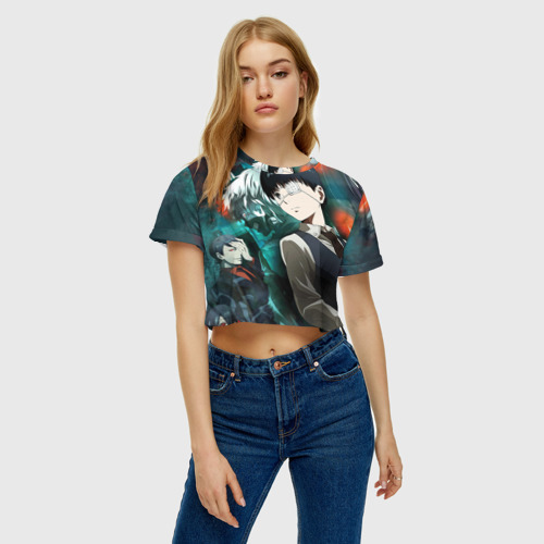 Женская футболка Crop-top 3D Токийский Гуль, цвет 3D печать - фото 3