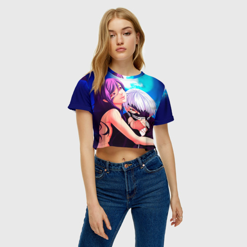 Женская футболка Crop-top 3D Токийский Гуль, цвет 3D печать - фото 3