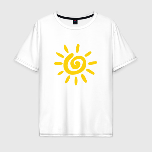 Мужская футболка хлопок Oversize Солнце, цвет белый