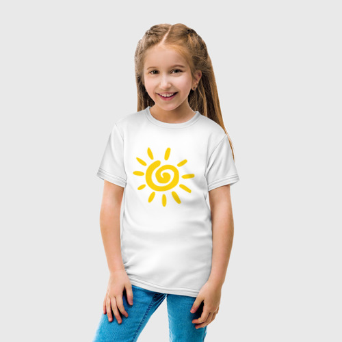 Детская футболка хлопок Солнце, цвет белый - фото 5
