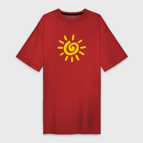 Платье-футболка хлопок Солнце, цвет красный