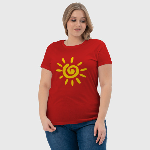 Женская футболка хлопок Солнце, цвет красный - фото 6