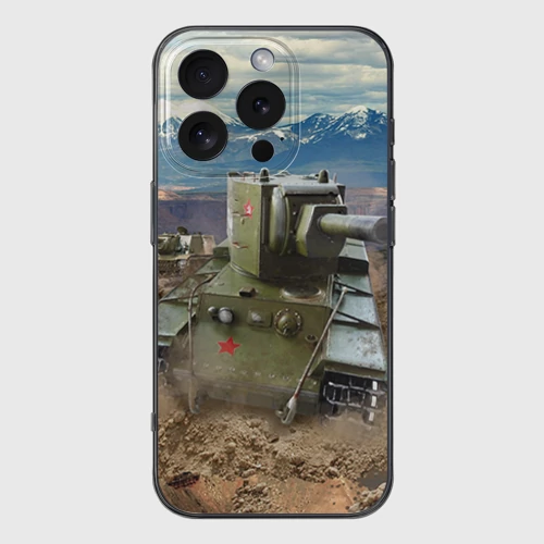 Чехол для iPhone 16 Pro силиконовый с защитой камеры Танк КВ-2