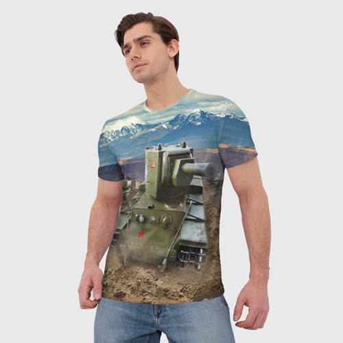Мужская футболка 3D Танк КВ-2, цвет 3D печать - фото 3