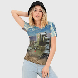 Женская футболка 3D Slim Танк КВ-2 - фото 2