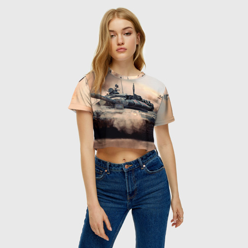 Женская футболка Crop-top 3D Танк, цвет 3D печать - фото 4