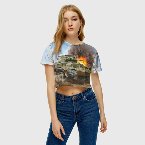 Женская футболка Crop-top 3D Танк, цвет 3D печать - фото 4