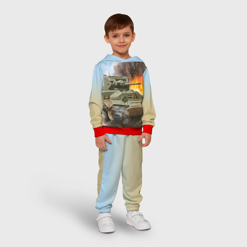 Детский костюм с толстовкой 3D Танк, цвет красный - фото 3