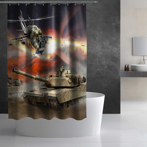 Штора 3D для ванной Танк - фото 2