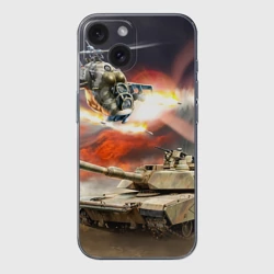 Чехол для iPhone 15 силиконовый с защитой камеры Танк