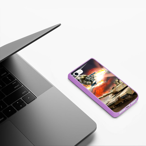 Чехол для iPhone 5/5S матовый Танк, цвет сиреневый - фото 5