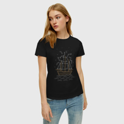Женская футболка хлопок Звездный корабль - фото 2