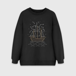 Женский свитшот oversize без начеса хлопок Звездный корабль