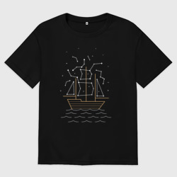 Женская футболка хлопок Oversize Звездный корабль