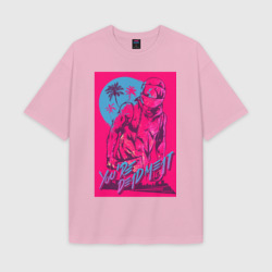 Женская футболка Oversize хлопок texturе Hotline Miami 2 Biker