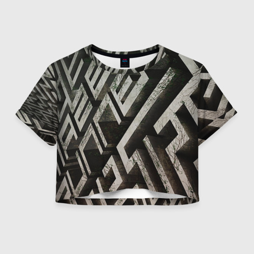 Женская футболка Crop-top 3D Бегущий в лабиринте Фото 01 Женская футболка Crop-top 3D Бегущий в лабиринте Фото 01