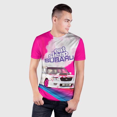 Мужская футболка 3D Slim Subaru, цвет 3D печать - фото 3