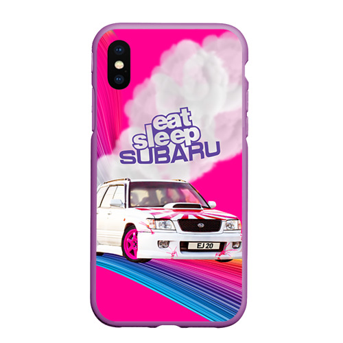 Чехол для iPhone XS Max матовый Subaru, цвет фиолетовый