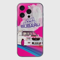 Чехол для iPhone 15 Pro Max силиконовый с защитой камеры Subaru