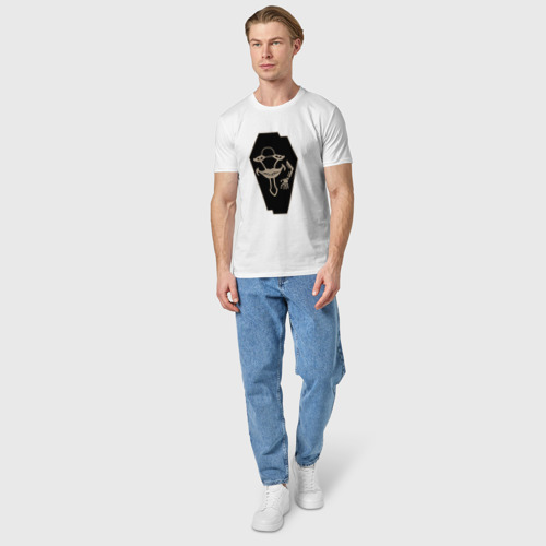 Мужская футболка хлопок Cackling coffin, цвет белый - фото 5