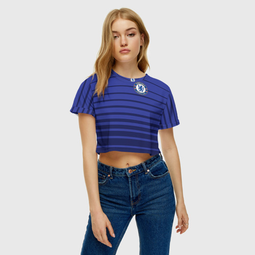 Женская футболка Crop-top 3D Chelsea Drogba, цвет 3D печать - фото 4