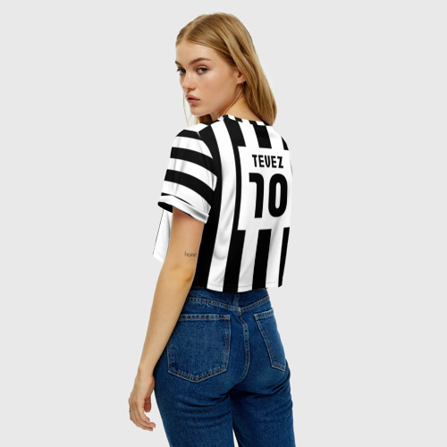 Женская футболка Crop-top 3D Juventus Tevez, цвет 3D печать - фото 5