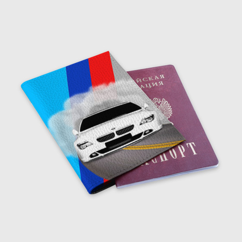 Обложка для паспорта матовая кожа BMW, цвет черный - фото 3