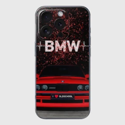 Чехол для iPhone 16 Pro Max силиконовый с защитой камеры BMW