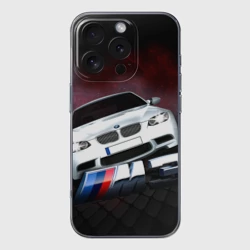 Чехол для iPhone 16 Pro Max силиконовый с защитой камеры BMW