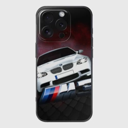 Чехол для iPhone 16 Pro силиконовый с защитой камеры BMW