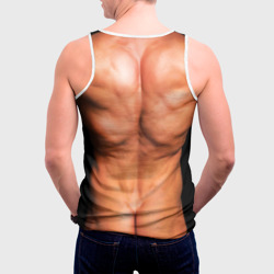 Майка с принтом Идеальное тело для мужчины, вид на модели сзади №2. Цвет основы: белый
