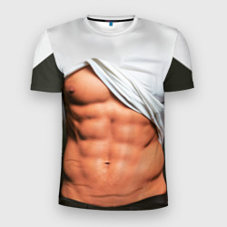 Мужская футболка 3D Slim Идеальное тело в порванной майке