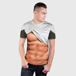 Мужская футболка 3D Slim Идеальное тело в порванной майке - фото 2