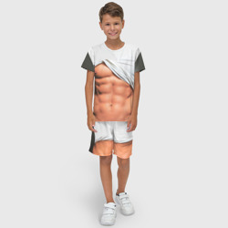 Детский костюм с шортами 3D Идеальное тело в порванной майке - фото 2