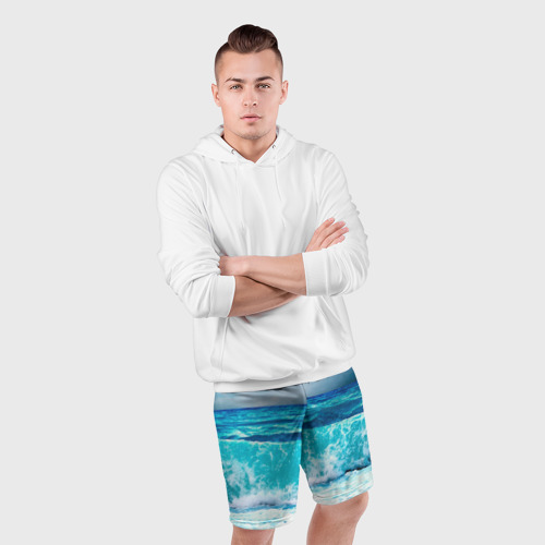 Мужские шорты спортивные Волны, цвет 3D печать - фото 5