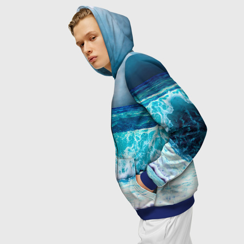 Мужская толстовка 3D на молнии Волны, цвет синий - фото 5