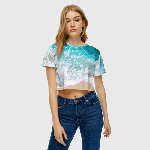 Женская футболка Crop-top 3D Берег, цвет 3D печать - фото 4