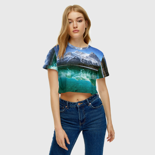 Женская футболка Crop-top 3D Отражение, цвет 3D печать - фото 3